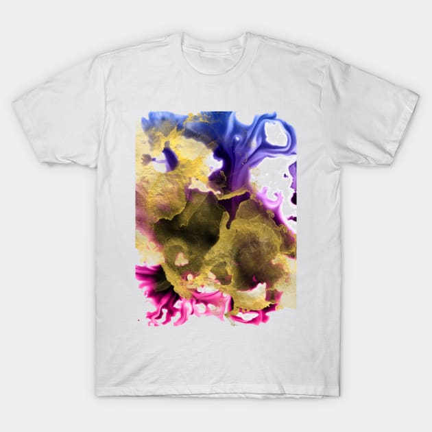 Subtle Bi Ink Spill with Gold T-Shirt by Gedwolcraeft